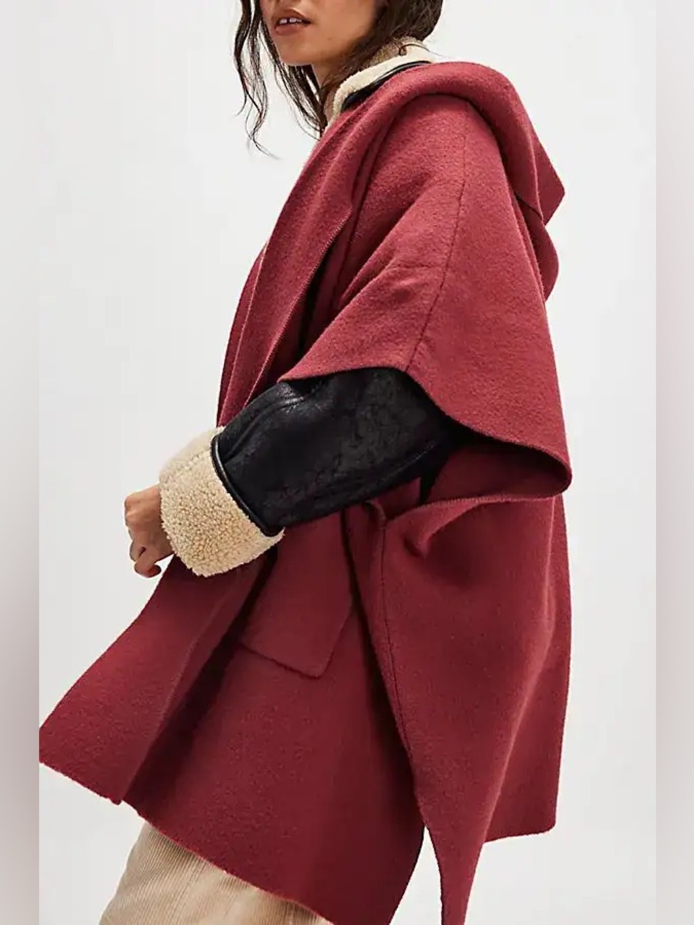 Free People‎ All I Need Cozy Kimono in Aged Red One Size